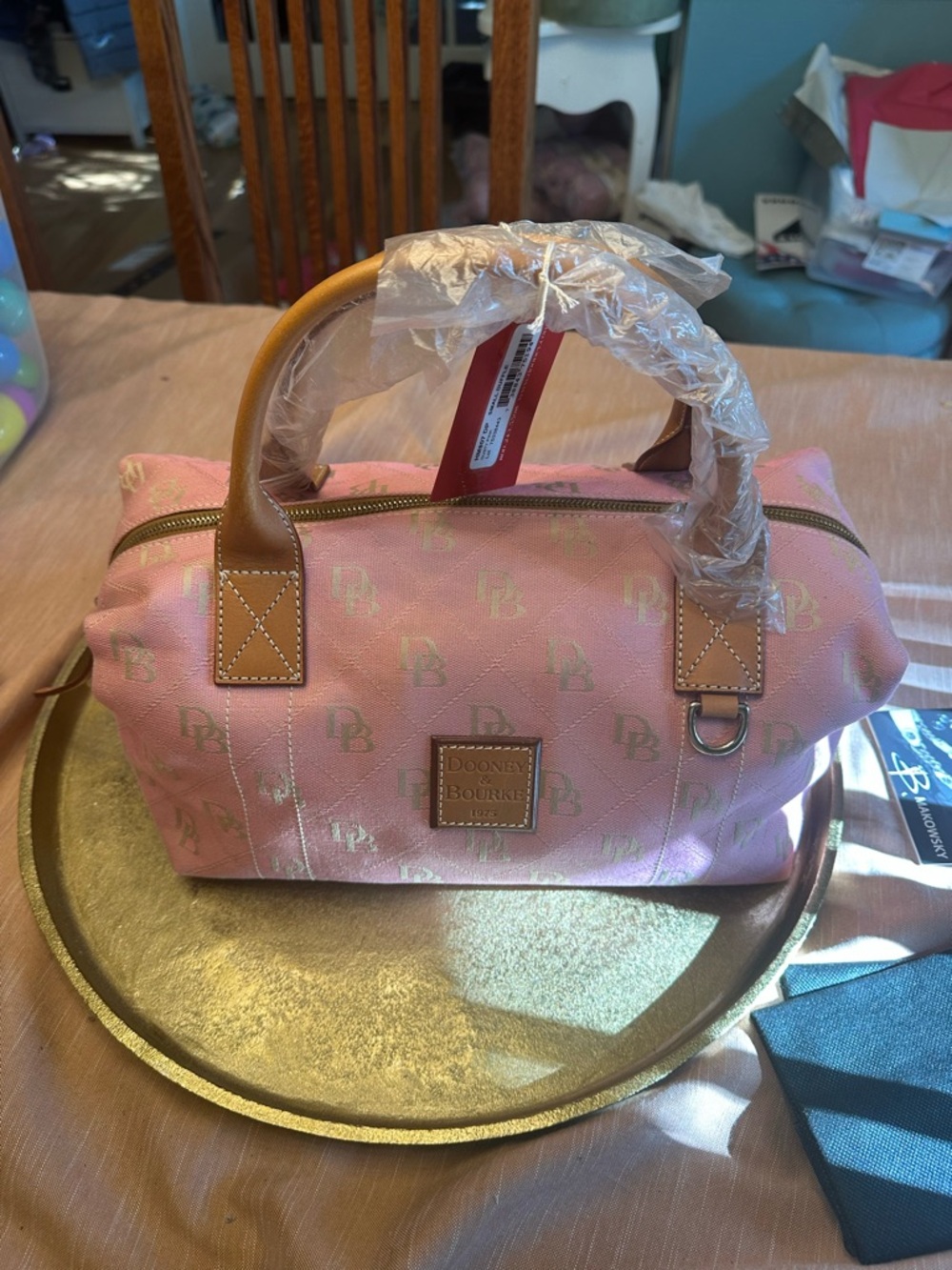 Dooney & Bourke Pink Signature Satchel Bag Duffel NWT Vintage